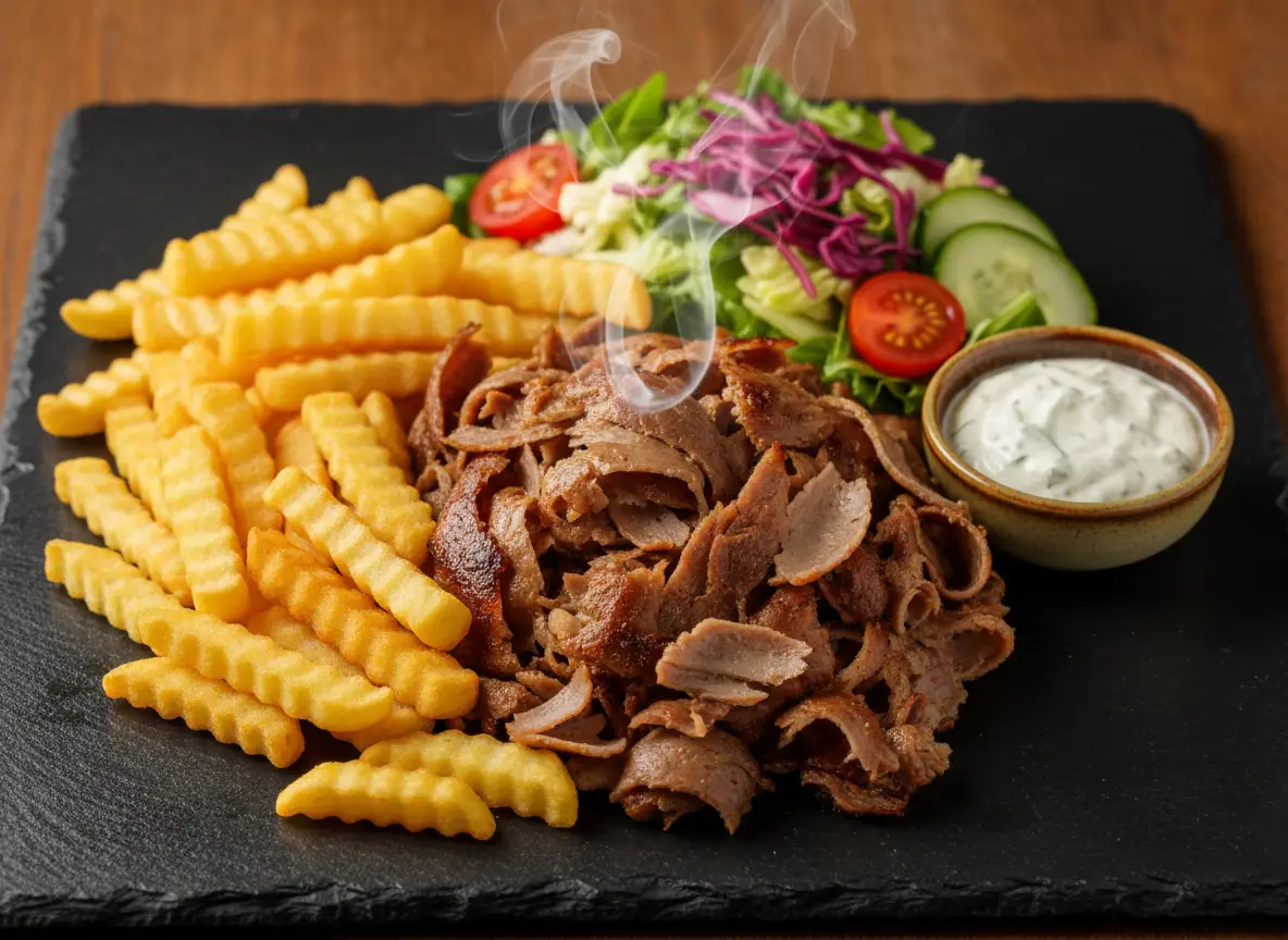 Dönerteller mit Pommes und Salat